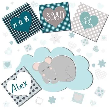 Card with a mouse in a blue tone Stock Illustration
