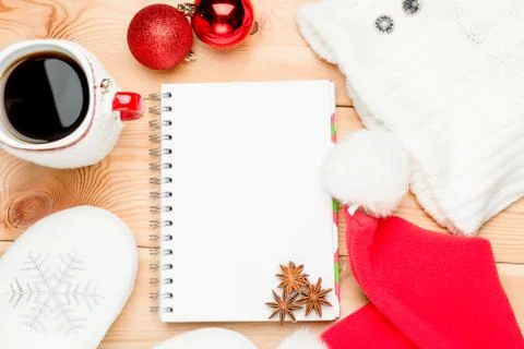 Card to new year objects close-up view from above Stock Photos