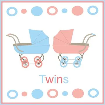 Card for newborn twins Stock Illustration