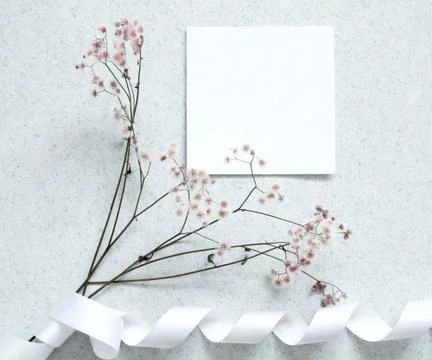 Card note with flower Stock Photos