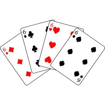 Card number six of different suits in a fan. Stock Illustration