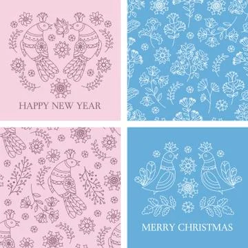 CARD PATTERN SET Merry Christmas Vector Illustration for Print Illustrazione stock