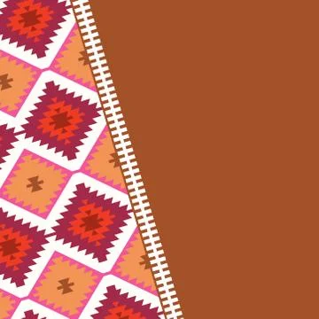 Card pattern in tribal style Turkish carpet beige red brown. Patchwork mosaic Stock Illustration