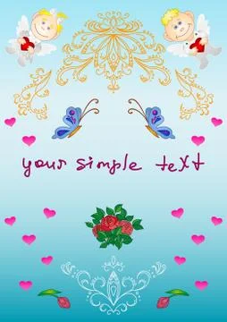 Card. patterns, flowers, hearts, Stock Illustration