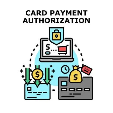 Card payment authorization process for online shopping Stock Illustration