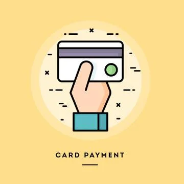 Card payment, flat design thin line banner Stock Illustration