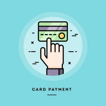 Card payment, flat design thin line banner Illustrazione stock