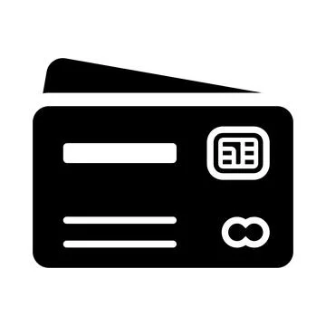 Card, payment icon. Black vector graphics. Stock Illustration