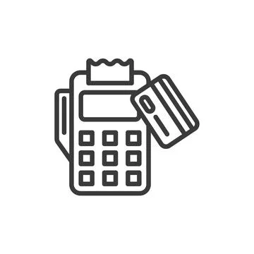 Card payment machine, icon in line design. Card, payment, machine, credit Stock Illustration