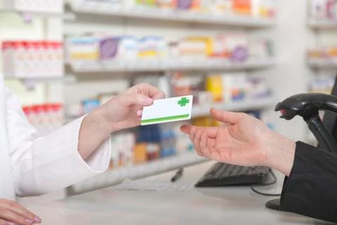 Card payment in pharmacy Stock Photos