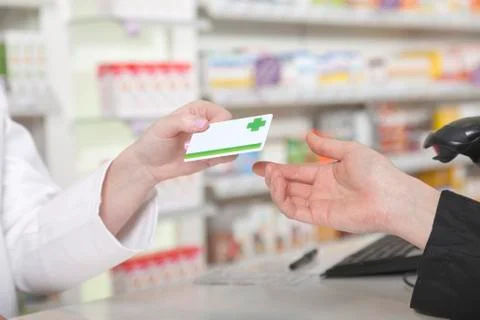 Card payment in pharmacy Stock Photos