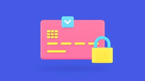 Card payment protection paying security online banking transaction safety 3d  イラスト素材