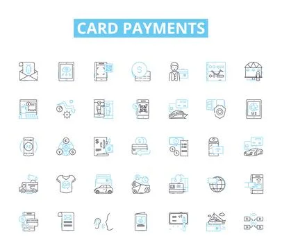 Card payments linear icons set. Transaction, Authorization, Payment, Swipe, PIN Stock Illustration
