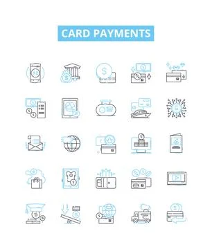 Card payments vector line icons set. Card, Payments, Credit, Debit, Visa Stock Illustration