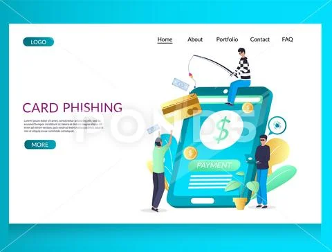 Card phishing vector website landing page design template: Royalty Free ...