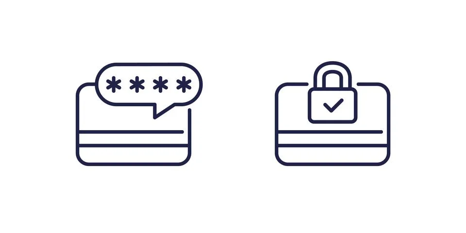 Card PIN code icon, secure payment line vector Stock Illustration