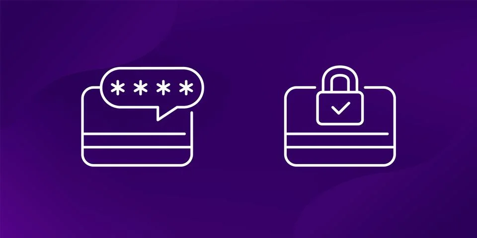 Card PIN code, secure payment line icon Stock Illustration