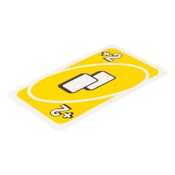 Card play kid plus two color yellow isolated on white background Stock Photos