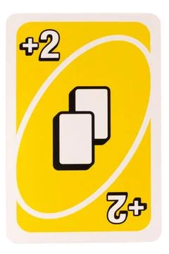 Card play kid plus two color yellow isolated on white background Stock Photos