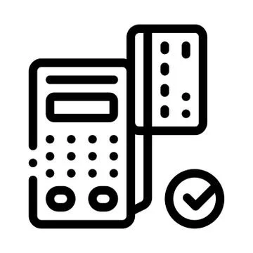Card pos terminal icon vector outline illustration Stock Illustration