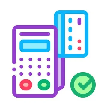 Card pos terminal icon vector outline illustration Stock Illustration