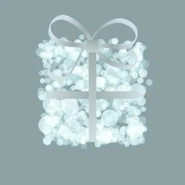 Card with present box from snowballs bow. + EPS8 Stock Illustration