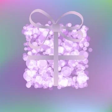 Card with present box from snowballs bow. + EPS8 Stock Illustration