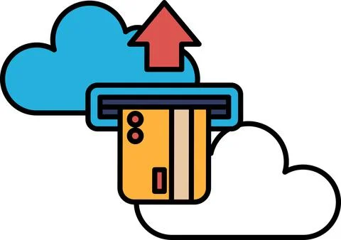 A card reader with a card inserted and a cloud in the background Stock Illustration