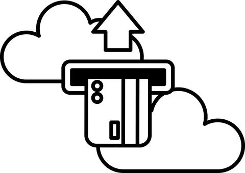 Card reader with a card inserted and a cloud in the background Stock Illustration