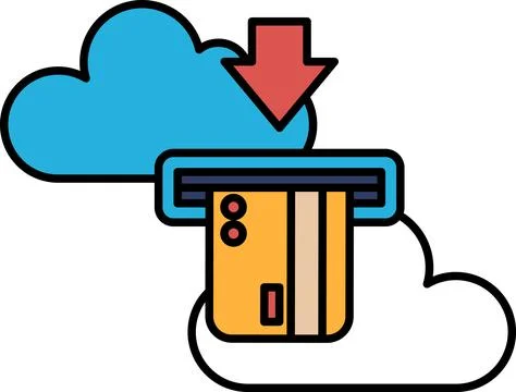 A card reader with a card in it and a cloud in the background Stock Illustration