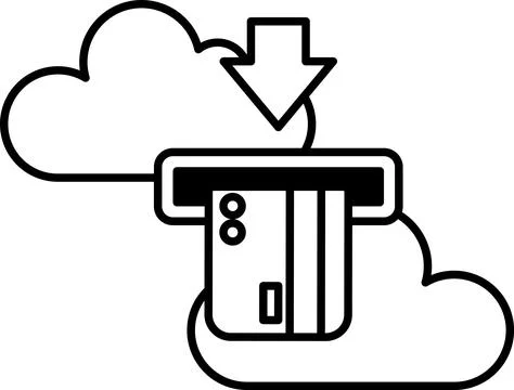 Card reader with a card in it and a cloud in the background Stock Illustration