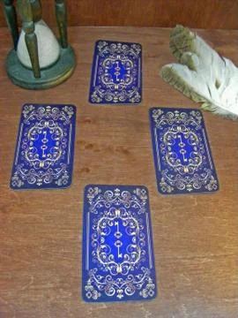 Card reader. Medieval tarot cards. Stock Photos
