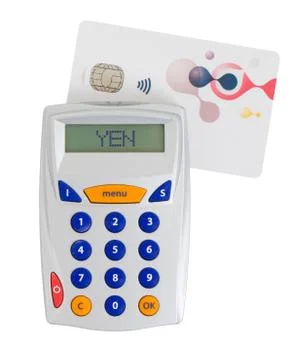 Card reader for reading a bank card Stock Photos