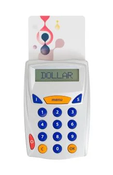 Card reader for reading a bank card Stock Photos