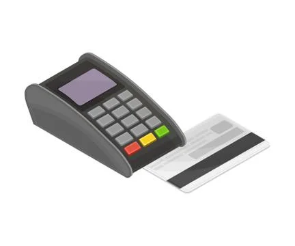 Card Reader Reading Credit Card Information as Payment Transaction Vector Stock Illustration