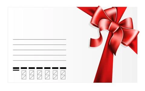 Card with red bow Stock Illustration