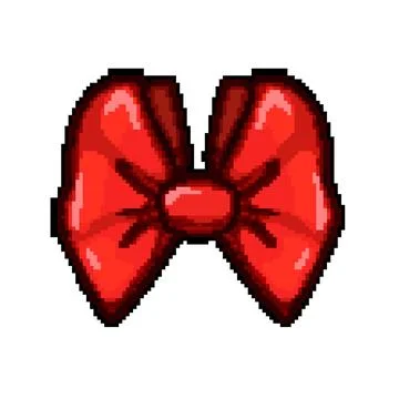 Card red bow pixel art vector illustration Illustrazione stock
