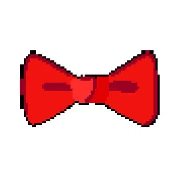 Card red bow pixel art vector illustration Stock Illustration