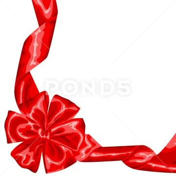 red satin gift ribbon bow, Stock image