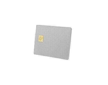 Card with retro halftone pattern. Plastic credit or debit card with chip, cle Stock Photos