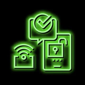 Card with rfid chip for unlock door neon glow icon illustration Stock-Illustration