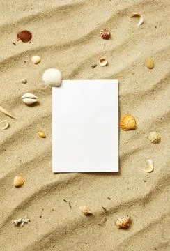 Card on sand Stock Photos