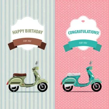 Card scooter set Stock Illustration