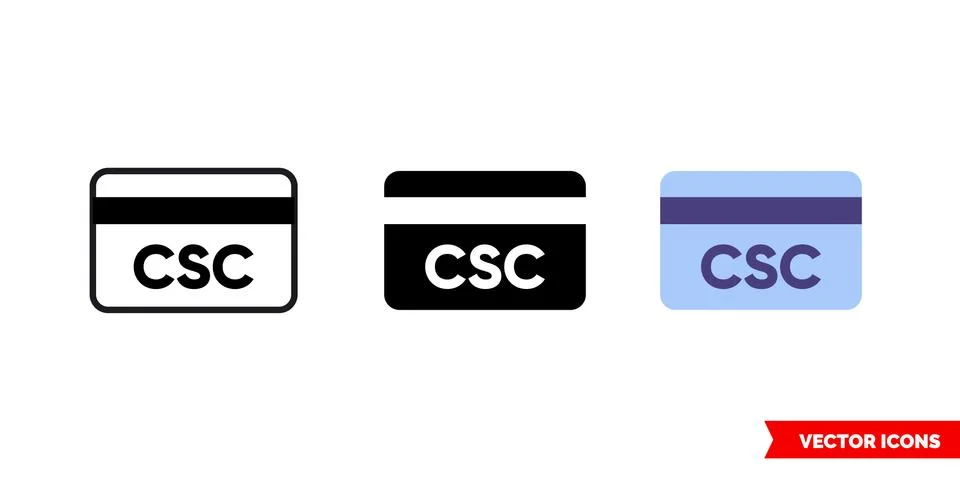 Card security code icon of 3 types. Isolated vector sign symbol. Illustrazione stock