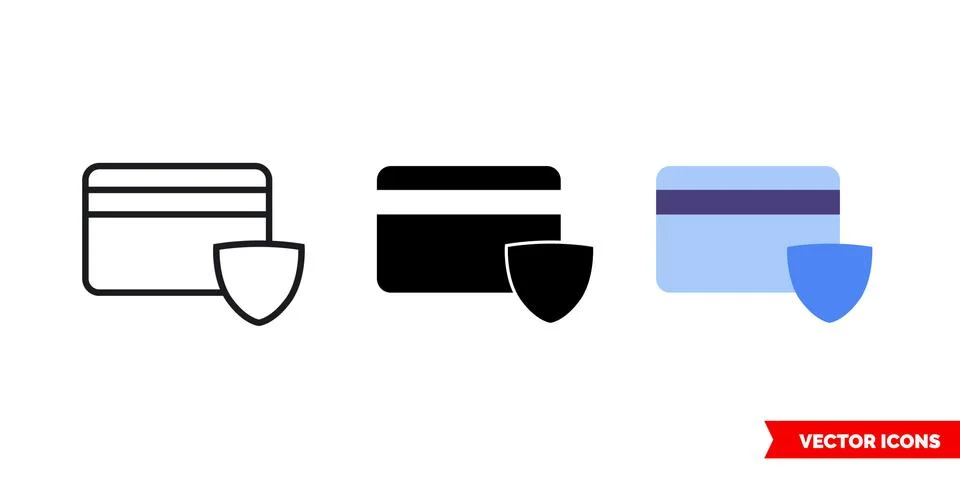 Card security icon of 3 types. Isolated vector sign symbol. Stock Illustration