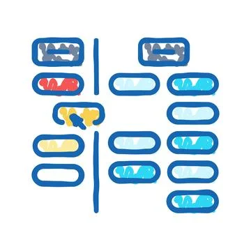 Card sorting ux ui design icon doodle illustration Stock Illustration
