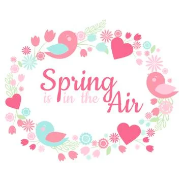 Card with "Spring is in the Air" phrase Stock Illustration