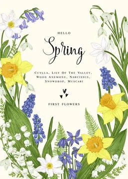 Card with spring flowers. Stock Illustration