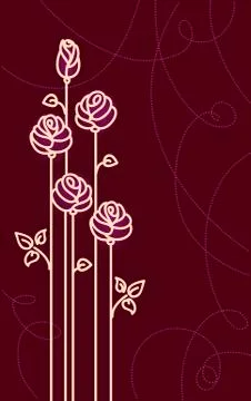 Card with Stylized Roses Stock Illustration