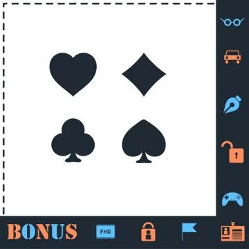Card suit icon flat Stock Illustration